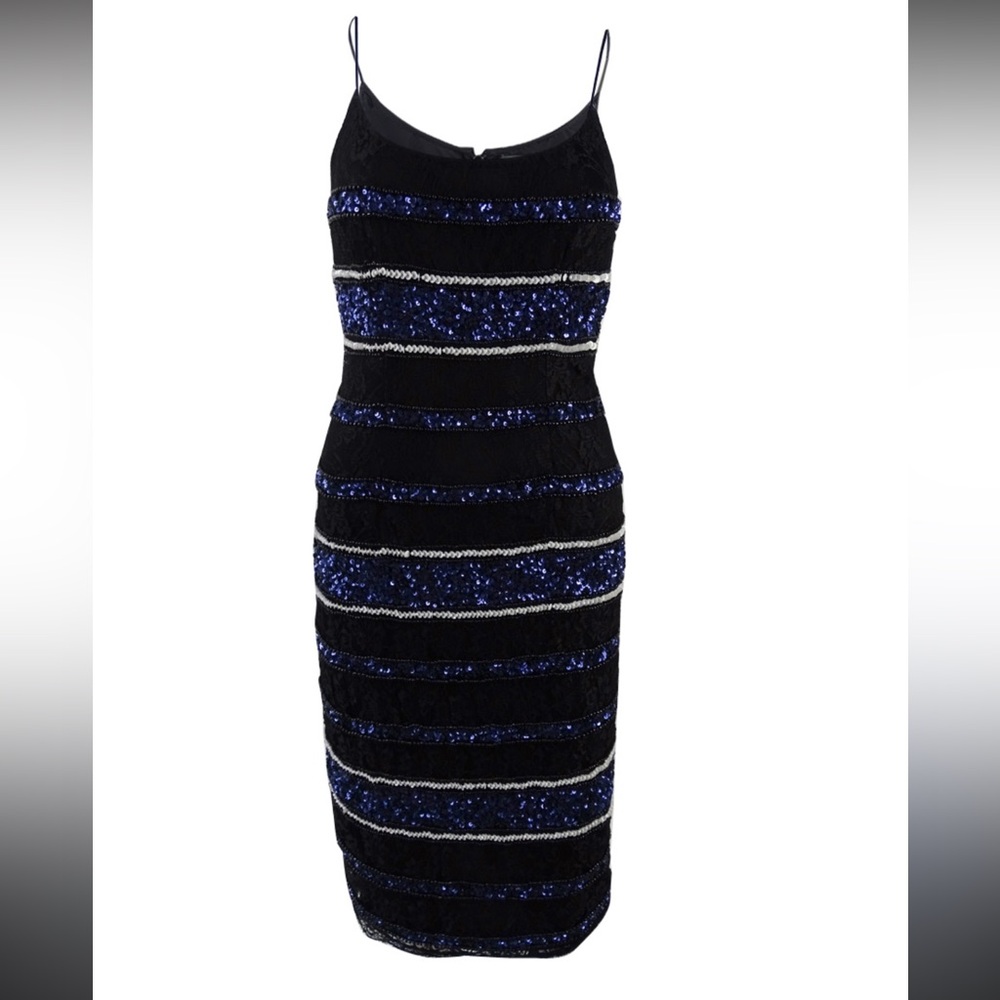 Adrianna Papell Black and Purple Sequin Midi Dress NWT